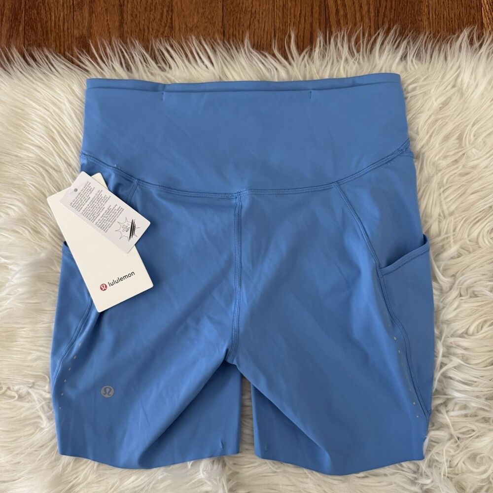 Lululemon Fast And Free High Rise Shorts Women’s 8 Pool Party Blue 6” Pocket NWT - Picture 15 of 16
